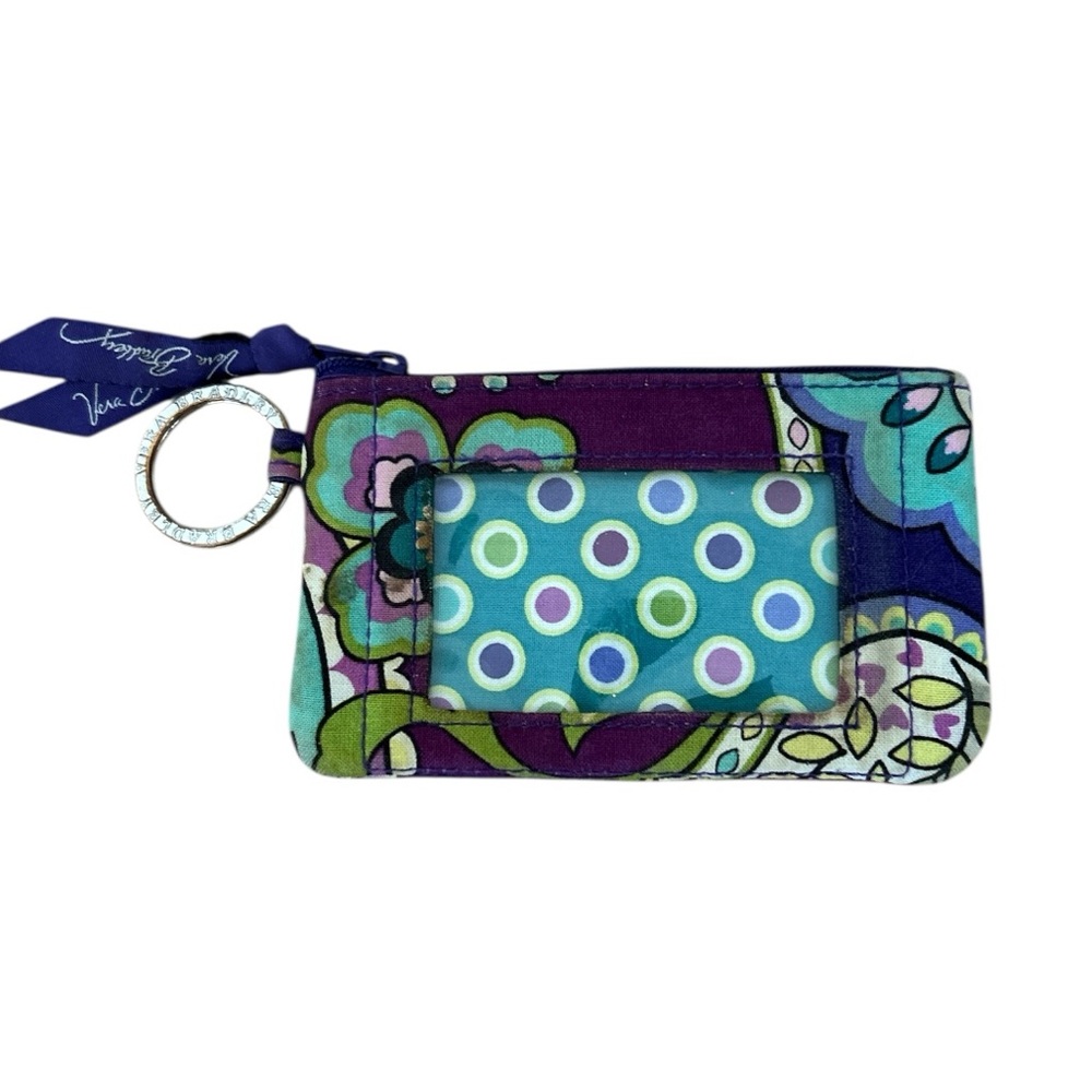 Vera Bradley Paisley Floral Pring ID Holder Key Ring Coin Purse